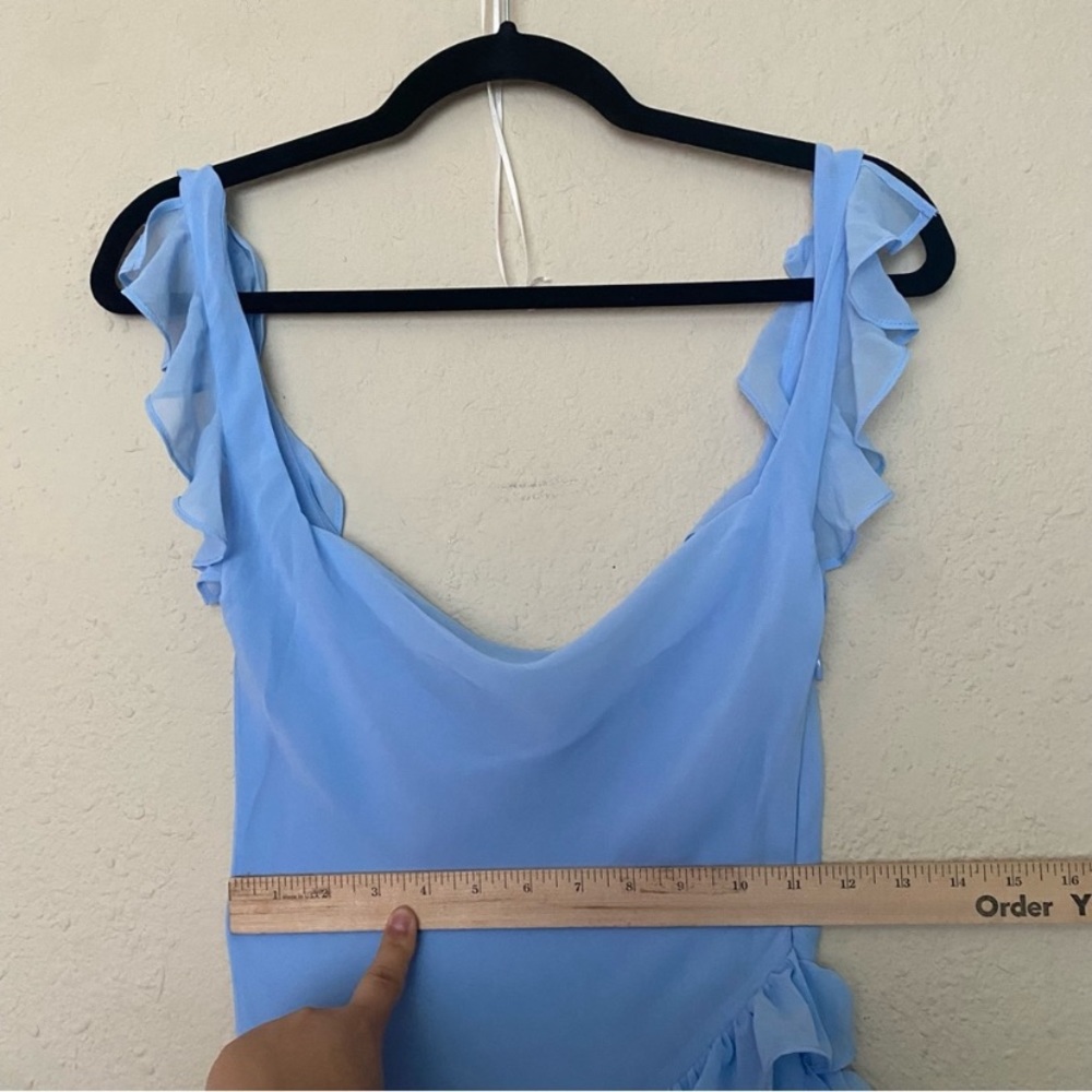 HOUSE OF CB 'Ariela' Soft Blue Ruffle Maxi Dress NWOT size S - Picture 8 of 16